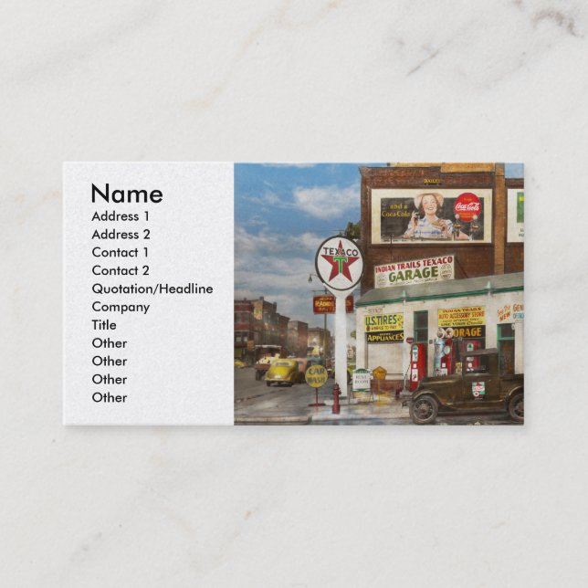 Bensinstation - indier skuggar bensinstationen visitkort (Framsida)