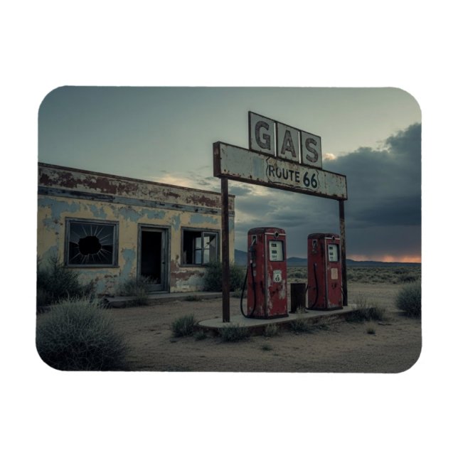 Bensinstation vid Route 66 Magnet (Horisontell)