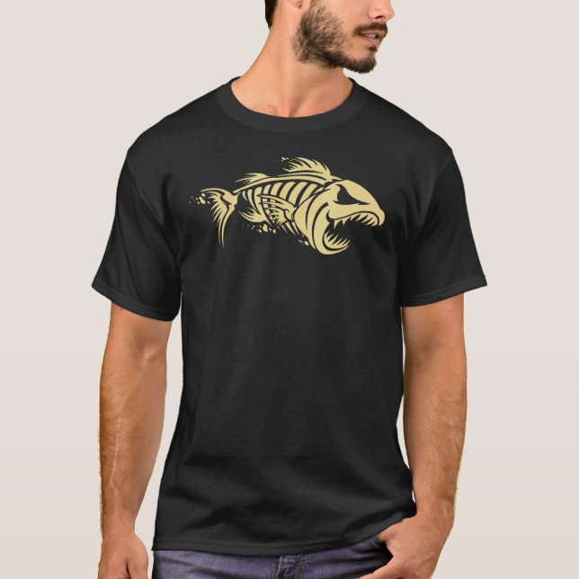 Bent Fisk Skelett T Shirt (Framsida)