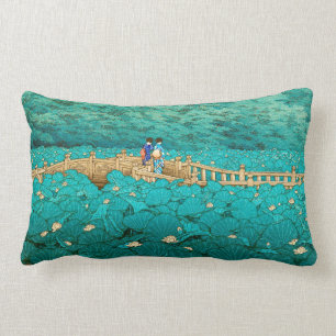 Benten Pond vid Shiba Kawase Hasui japanese scener Lumbarkudde