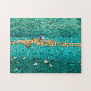 Benten Pond vid Shiba Kawase Hasui japanese scener Pussel