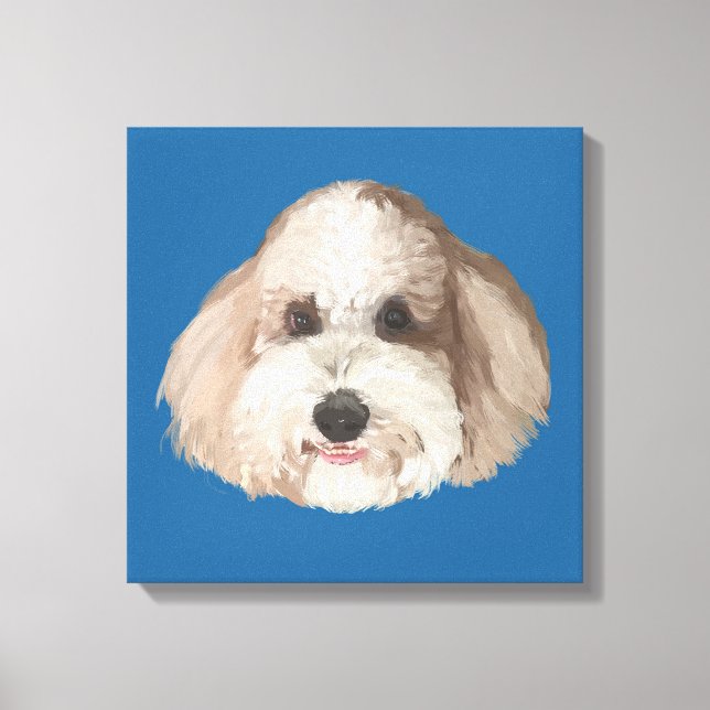 Bentley Portrait Pet Drawing Dark Blue Canvastryck (Framsida)