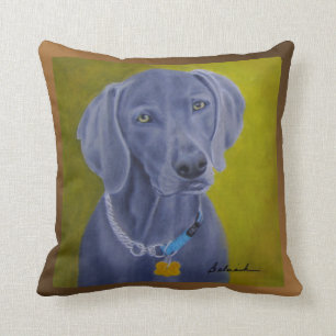 Bentley (Weimaraner) oljemålning~Camille Babusik Kudde
