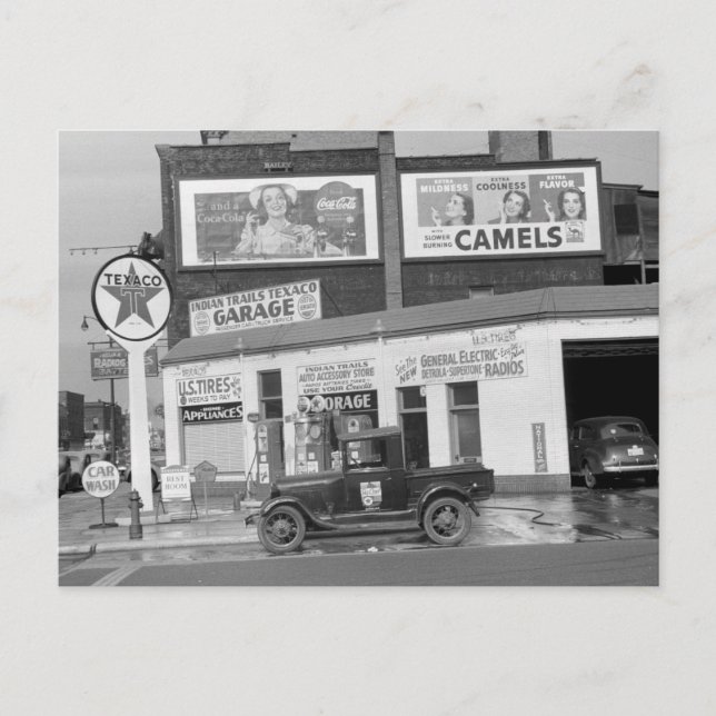 Benton Harbour Filling Station, 1940-talet Vykort (Framsida)