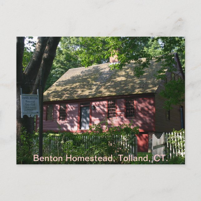 Benton Homestead, Tolland, CT. Vykort (Framsida)