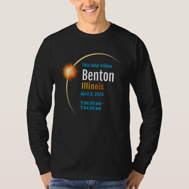 Benton Illinois Il Total Solförmörkelse 2024 1 T Shirt (Framsida)