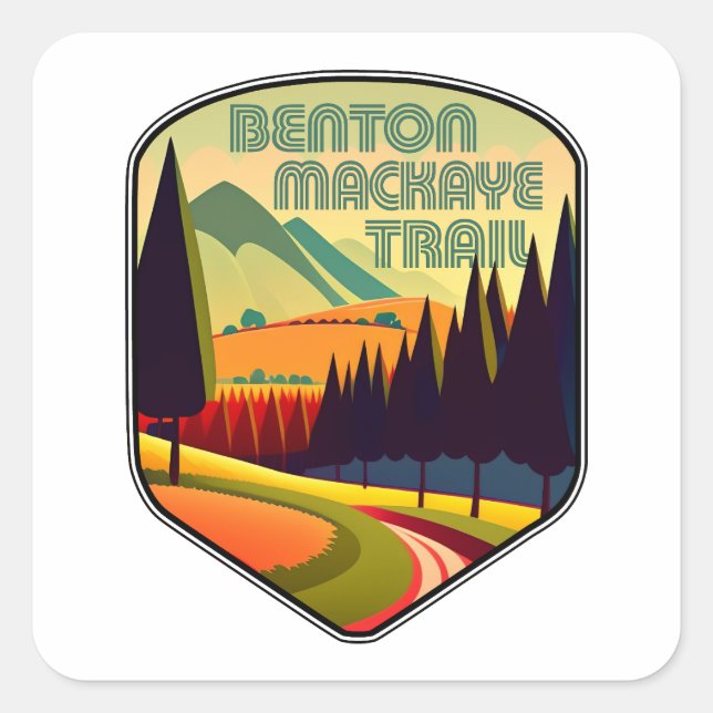 Benton MacKaye Trail Färg Fyrkantigt Klistermärke (Framsida)