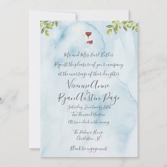 Benvenuti Italia Blue Wedding bjudande Inbjudningar (Framsida)
