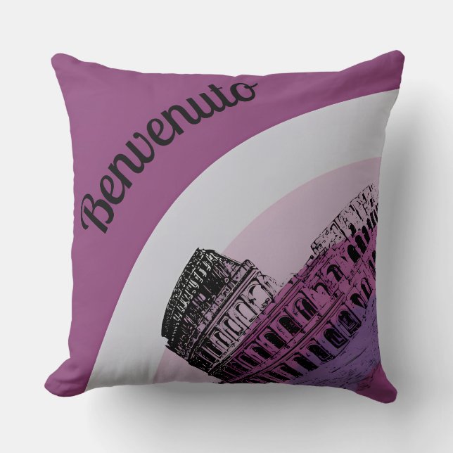 Benvenuto Rom Colosseum Retro Art Dekorativ kudde (Framsida)