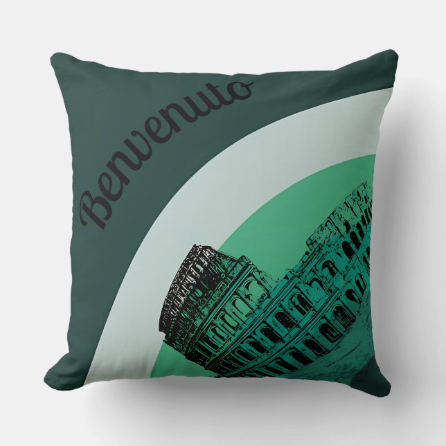 Benvenuto Rom Colosseum Retro Art Dekorativ kudde (Framsida)
