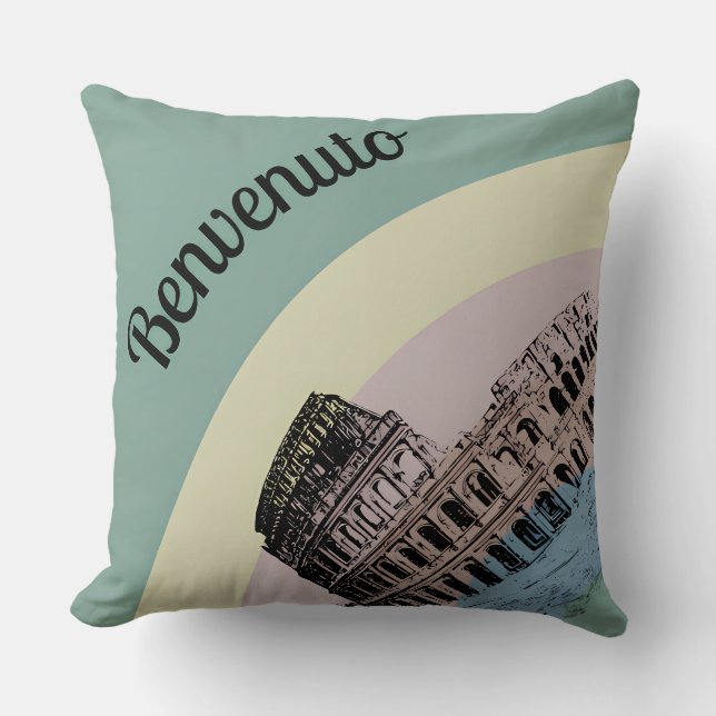 Benvenuto Rom Colosseum Retro Art Dekorativ kudde (Framsida)