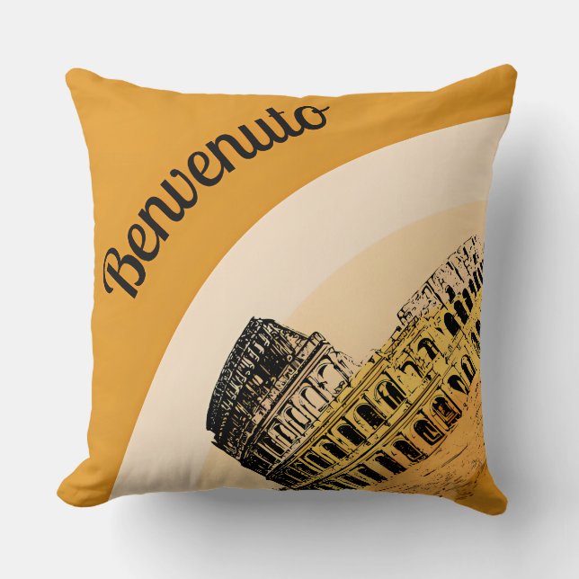 Benvenuto Rom Colosseum Retro Art Dekorativ kudde (Framsida)
