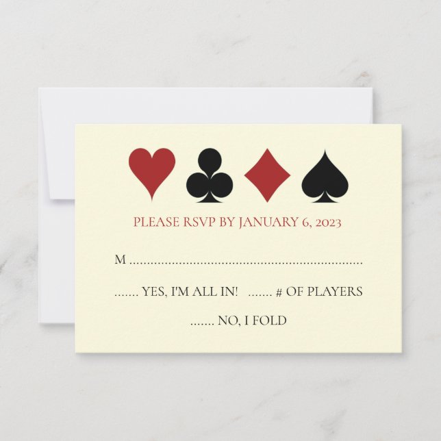 Benvit Bröllop OSA för Casino Card Kostym Black Kort (Framsida)