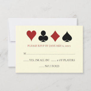 Benvit Bröllop OSA för Casino Card Kostym Black Kort