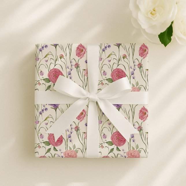 benvit elegant, händelse för Blommigtens vattenfär Presentpapper (Skapare uppladdad)