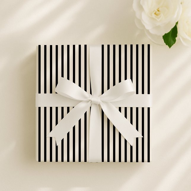 Benvit, mörk grått-elegant stripe presentpapper (Skapare uppladdad)