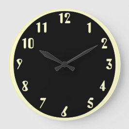 Benvit på svart stor klocka