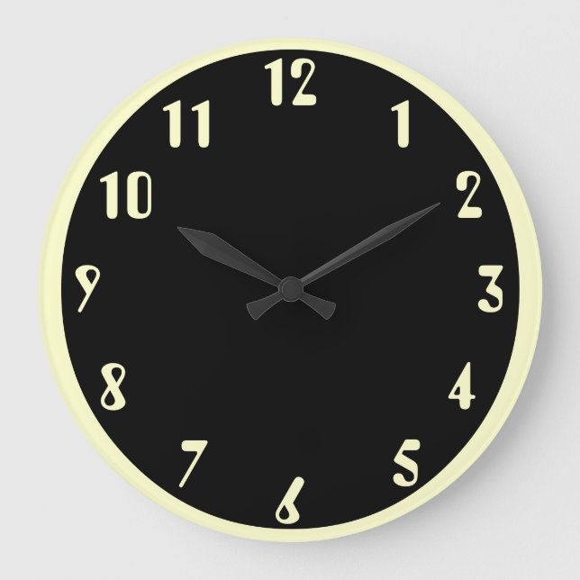 Benvit på svart stor klocka (Framsida)