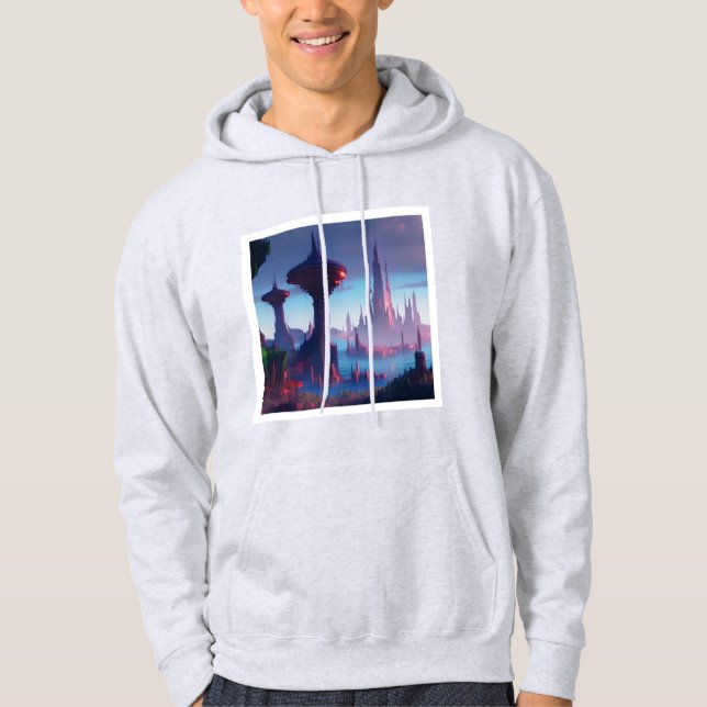 Benvit stadskonstruktion för svetsskjorta hoodie (Framsida)