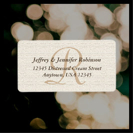 Benvit texturerad adressetikett Monogram