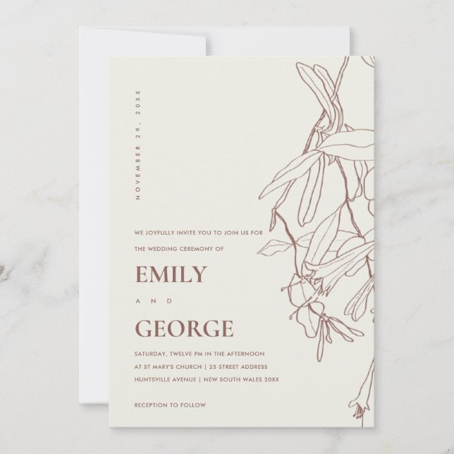  BENVIT WEDDING INVITE TECKNING BLOMMIGT TACK KORT (Framsida)