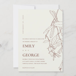 BENVIT WEDDING INVITE TECKNING BLOMMIGT TACK KORT