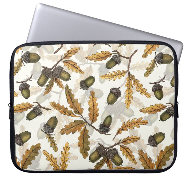 Benvita löv och ekar laptop fodral (Framsidan)