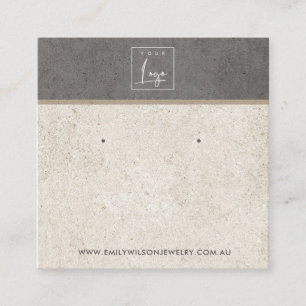 BENVITARE GRÅTT STUCCO STUD EARRING VISNING CARD FYRKANTIGT VISITKORT