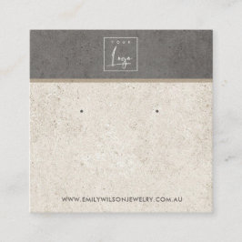 BENVITT GRÅTT STUCCO STUD EARRING VISNING CARD FYRKANTIGT VISITKORT