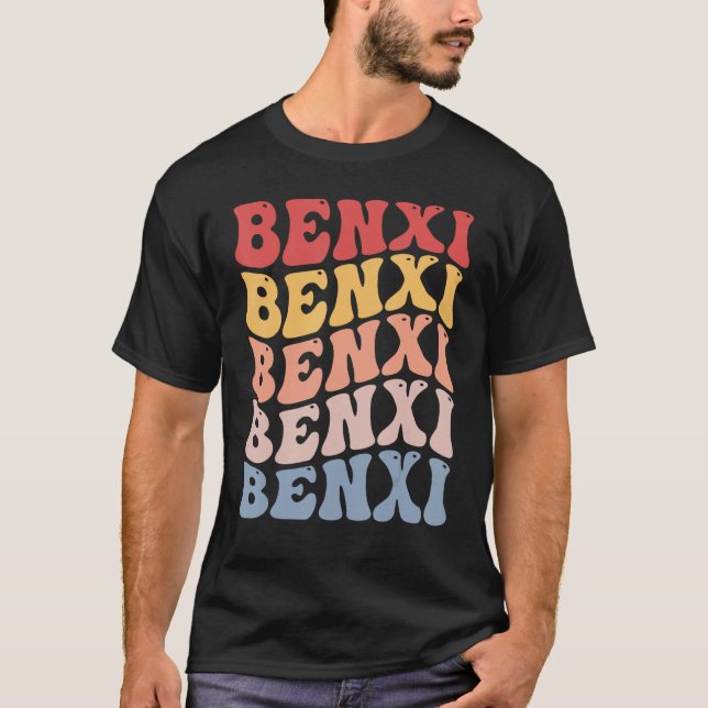 Benxi City Groovy Retro T Shirt (Framsida)