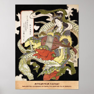 Benzaiten (gudinna av skönhet) som placeras på e poster