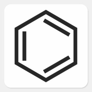 BENZENE RING SYMBOL FYRKANTIGT KLISTERMÄRKE