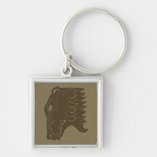 BEORN™ Bear Head Symbol Fyrkantig Silverfärgad Nyckelring (Framsidan)