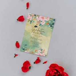 Beown rosa water color blommigt botanical studente inbjudningar
