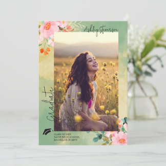 Beown rosa water color blommigt botanical studente meddelande