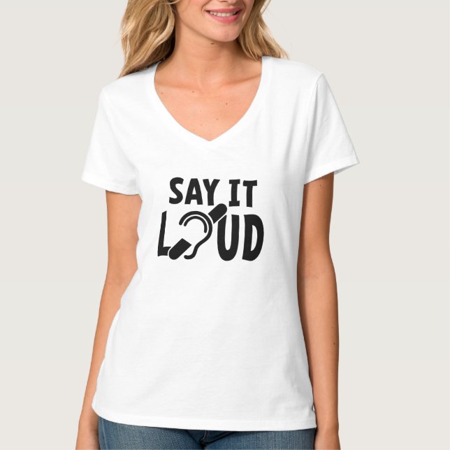 Beperkt horen, slechthorend, doof. t shirt (Framsida)