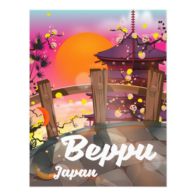 Beppu japansk reseposter fototryck (Framsidan)