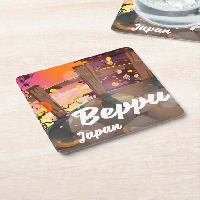 Beppu japansk reseposter underlägg papper kvadrat (Vinklad)