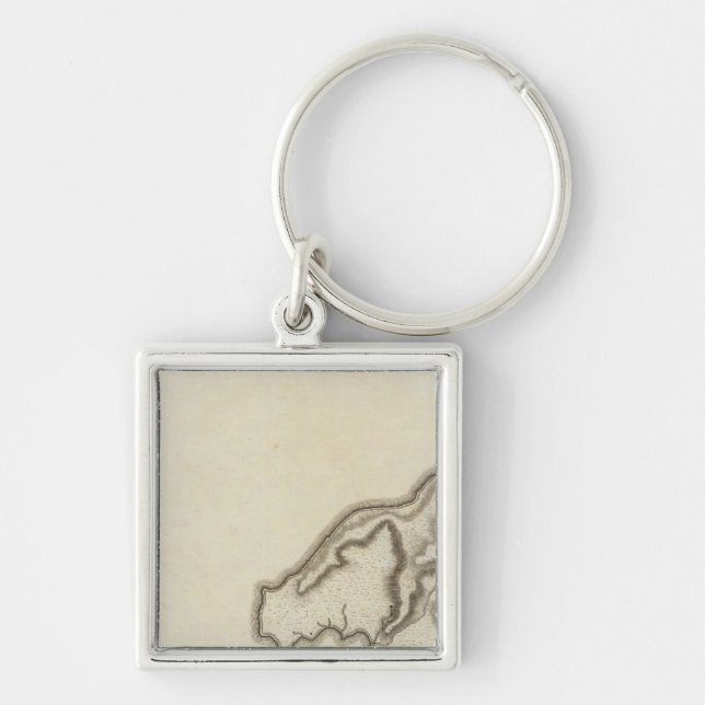 Bequia eller Becouya Fyrkantig Silverfärgad Nyckelring (Framsidan)