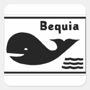 Bequia Flagga Fyrkantigt Klistermärke