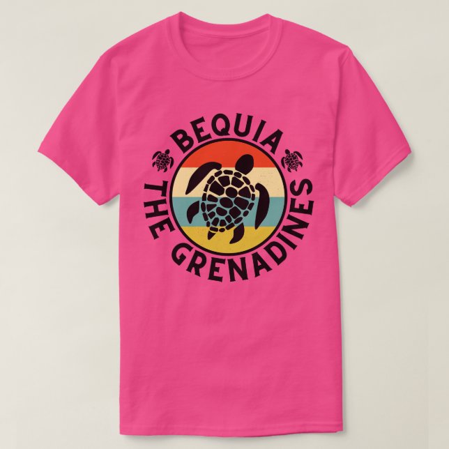 Bequia Grenadines Retro Sunset med sköldpadda 3 T Shirt (Design framsida)