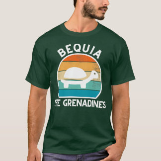 Bequia Grenadines Retro Sunset med sköldpadda 6 T Shirt