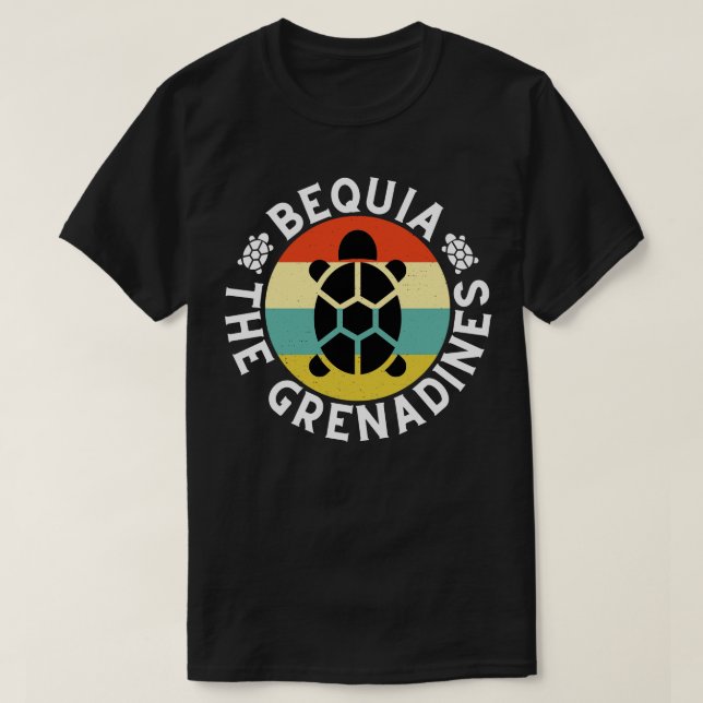 Bequia Grenadines Retro Sunset med sköldpadda 7 T Shirt (Design framsida)