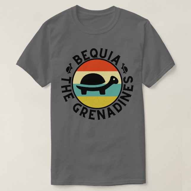 Bequia Grenadines Retro Sunset med sköldpadda 8 T Shirt (Design framsida)