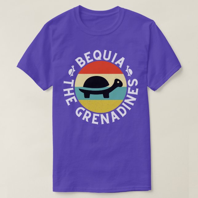 Bequia Grenadines Retro Sunset med sköldpadda 9 T Shirt (Design framsida)