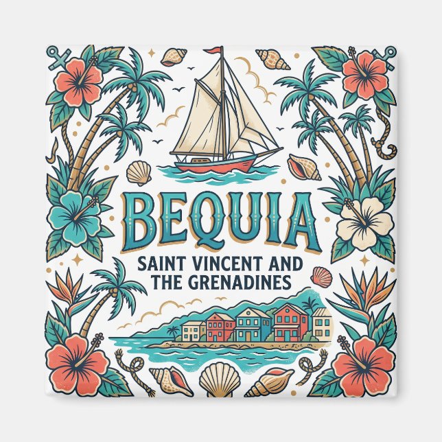 Bequia Saint Vincent och Grenadinerna Magnet (Framsidan)