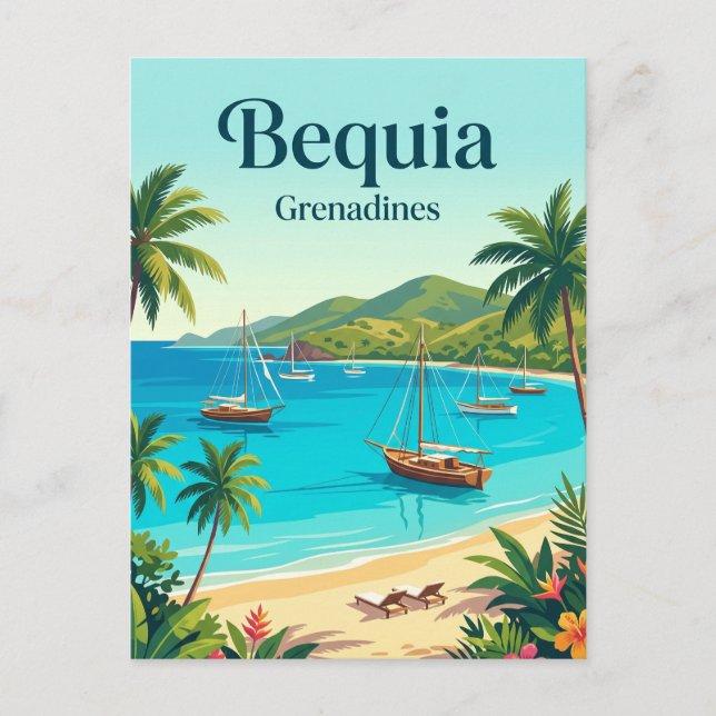 Bequia Saint Vincent och Grenadinerna Vykort (Framsida)