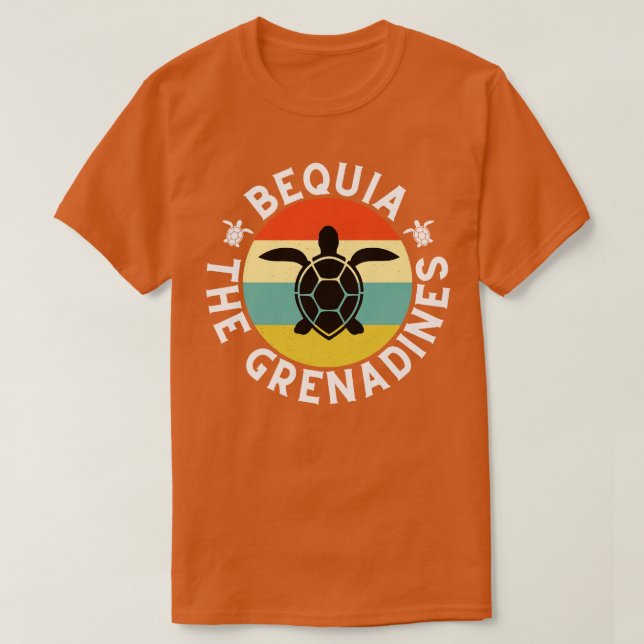 Bequia The Grenadines Retro Sunset med sköldpadda  T Shirt (Design framsida)