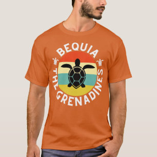 Bequia The Grenadines Retro Sunset med sköldpadda  T Shirt