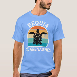 Bequia the Grenadines Retro Sunset med Turtle 22 T Shirt